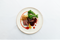 Plate of food neatly presented