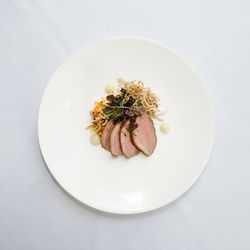 Plate of food neatly presented