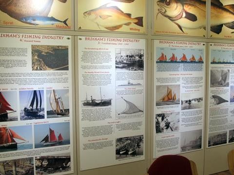 Information panels about Brixham’s fishing industry displayed in Brixham Heritage Museum