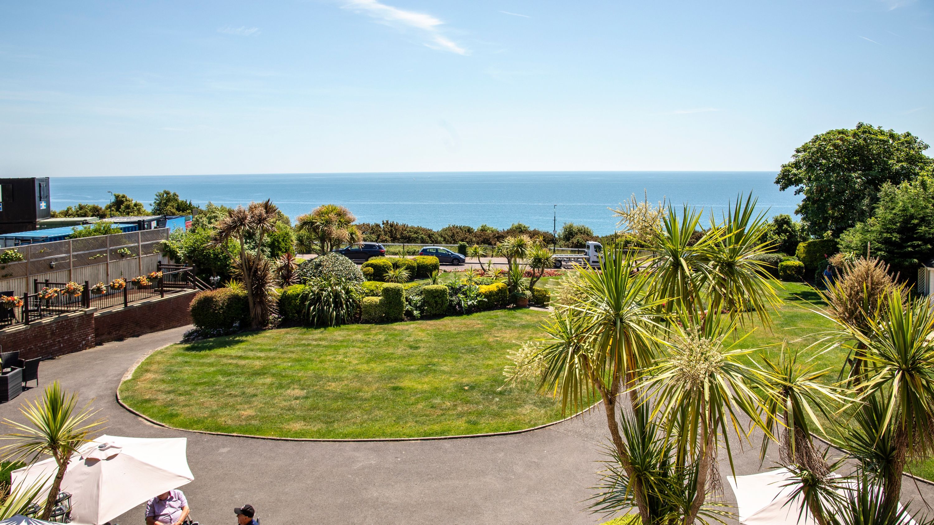 View overlooking the garden and sea from the private balcony