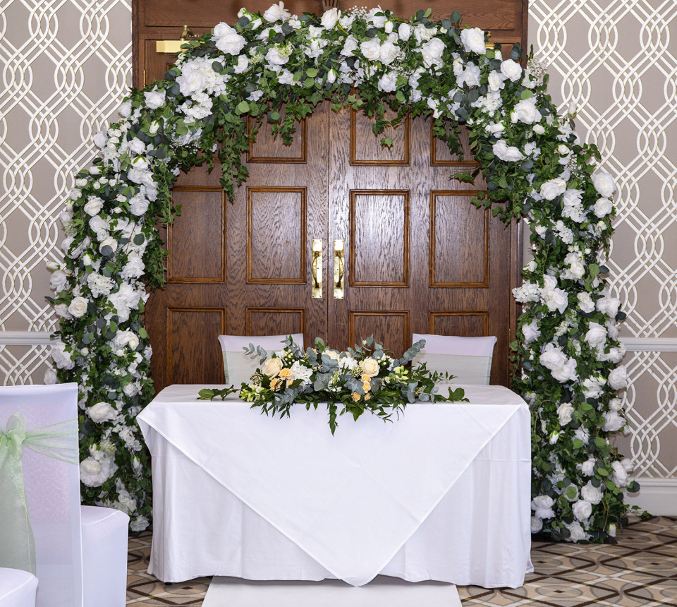 Ceremony set up in library