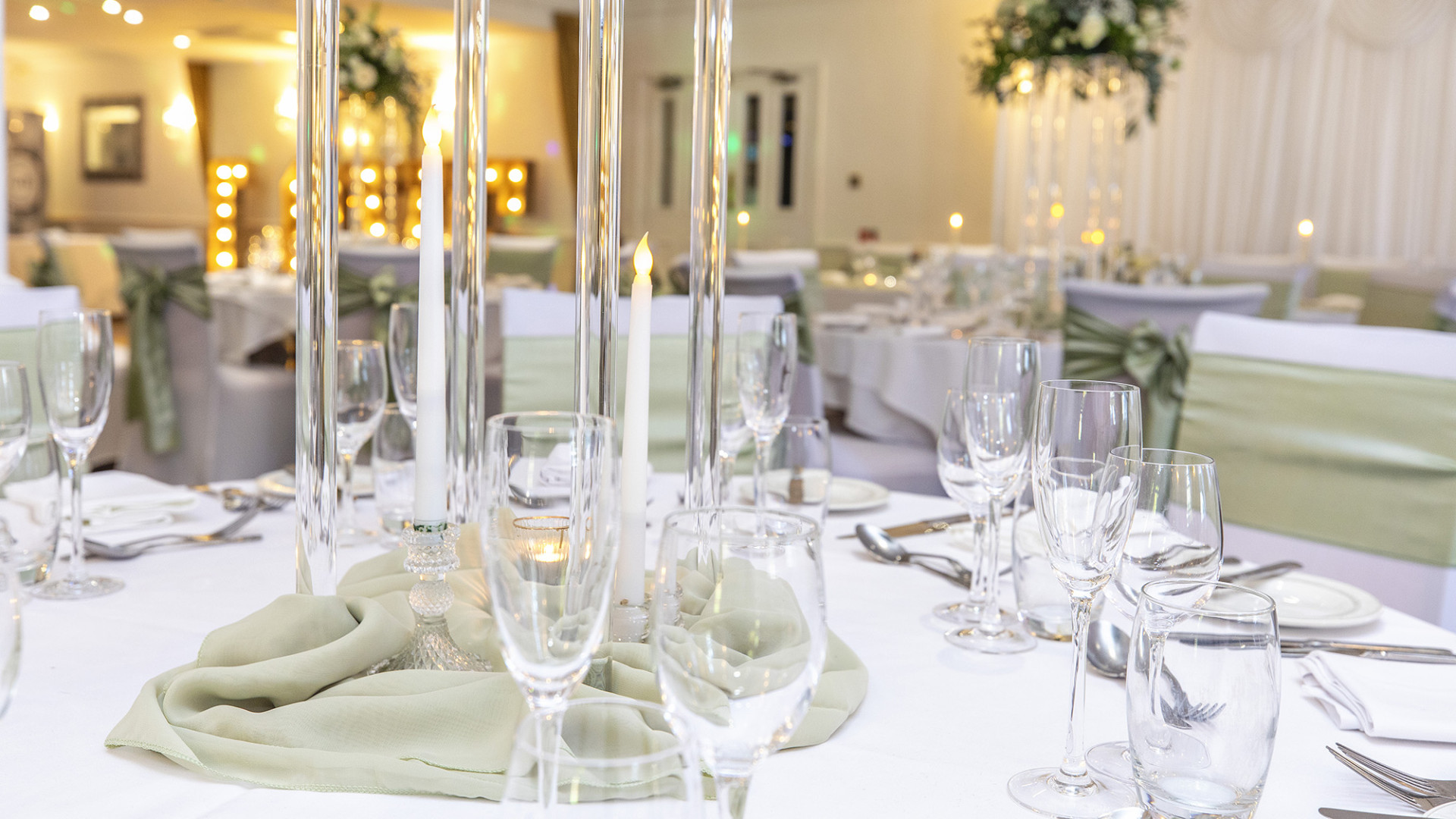 Garden suite set up for wedding with green theme