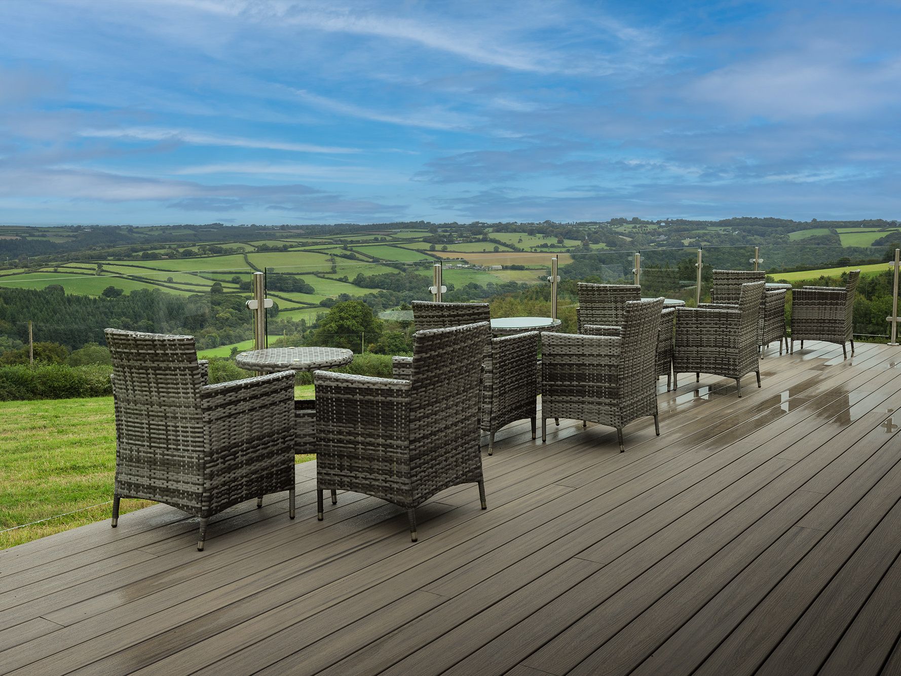 outdoor seating with extensive views of rolling devon hills