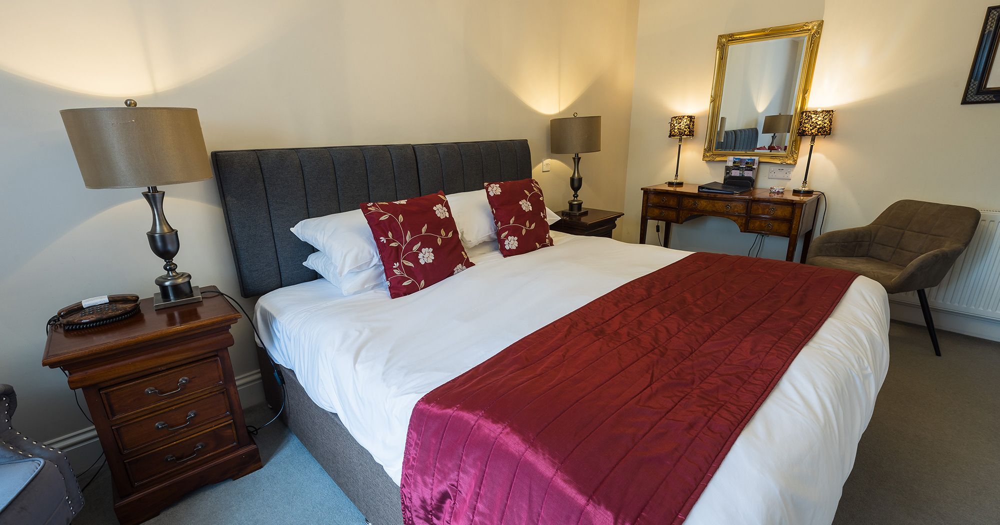 accessible hotel bedroom with elegant styling