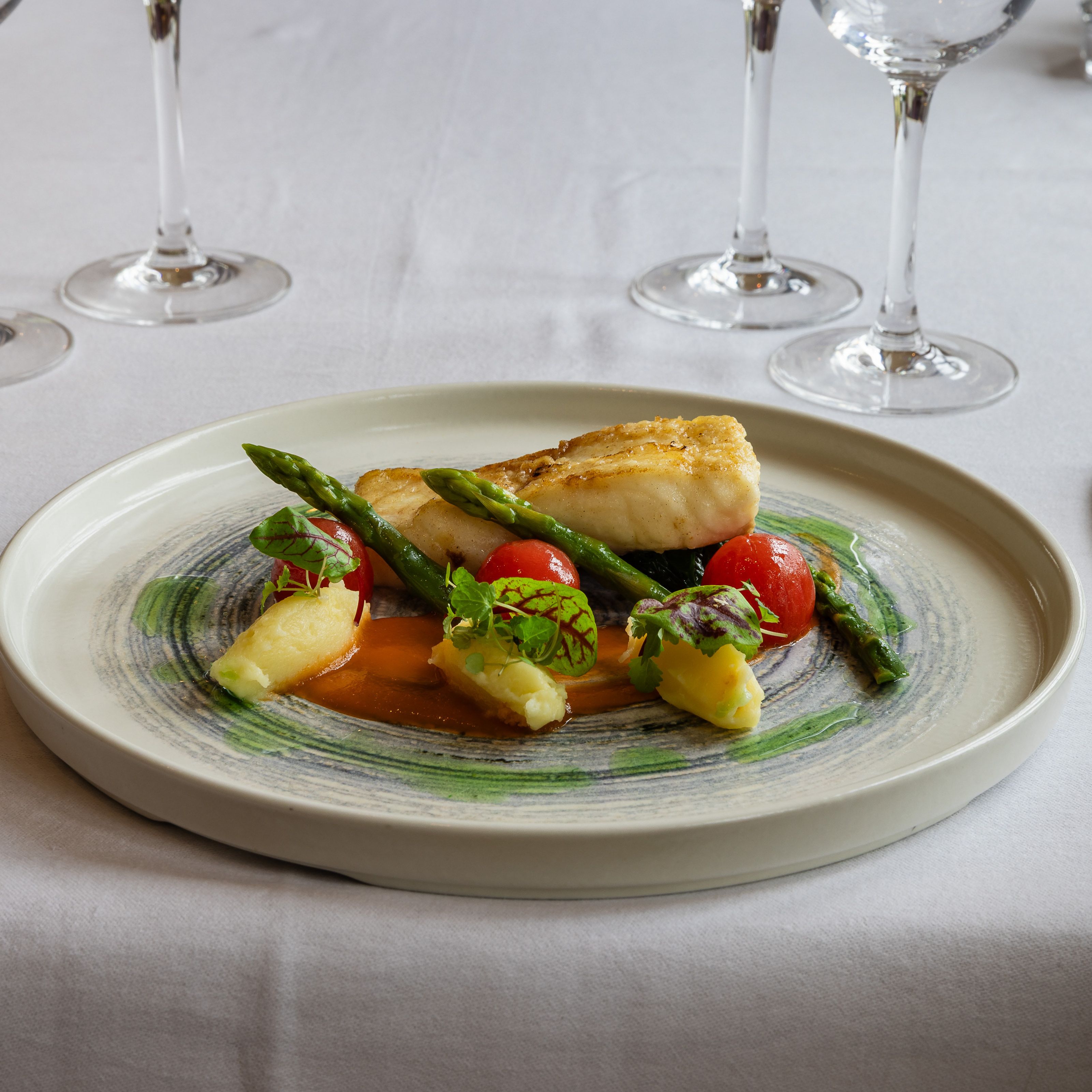 fish with asparagus and a light sauce