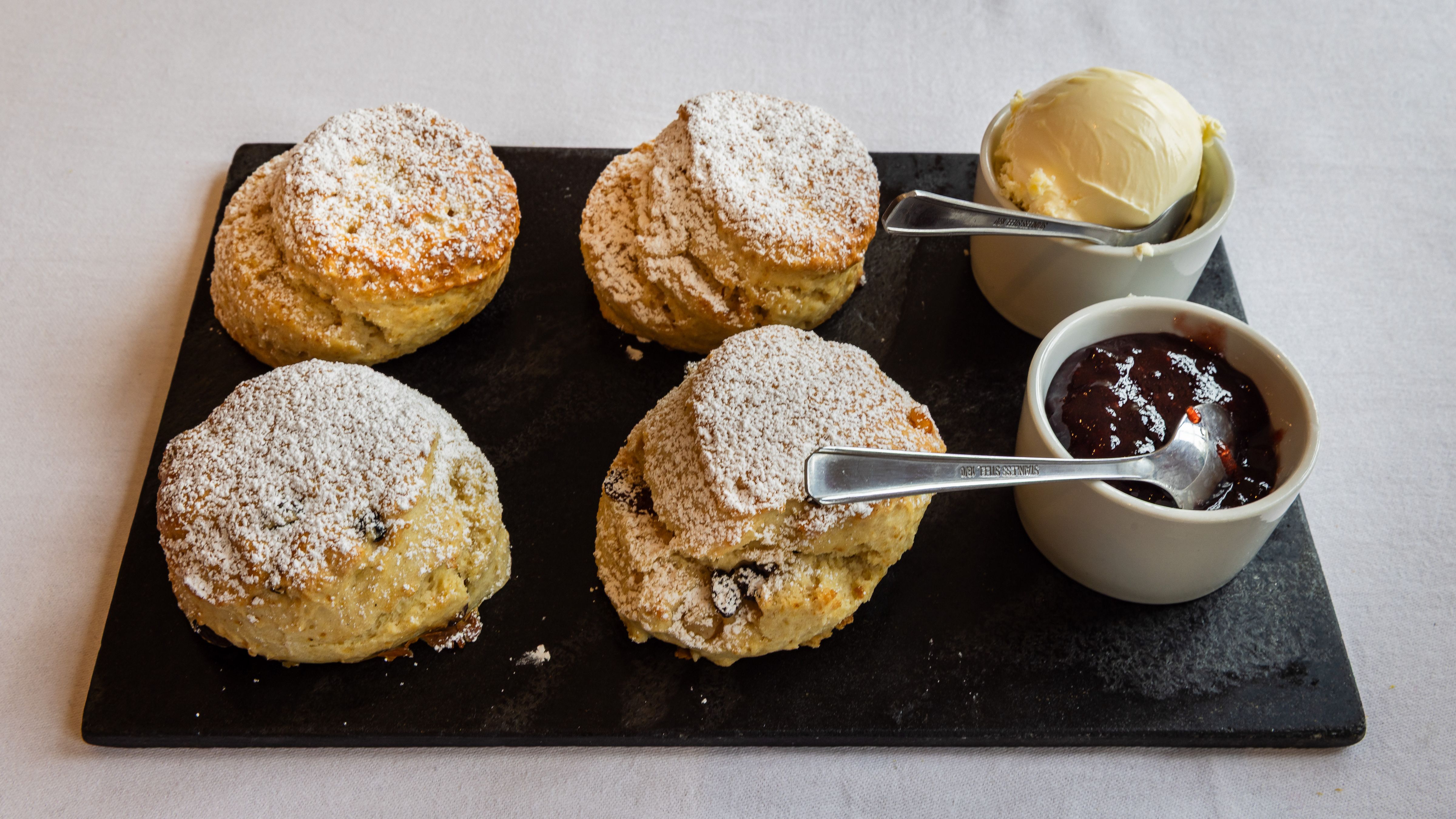 scones with cream and jam
