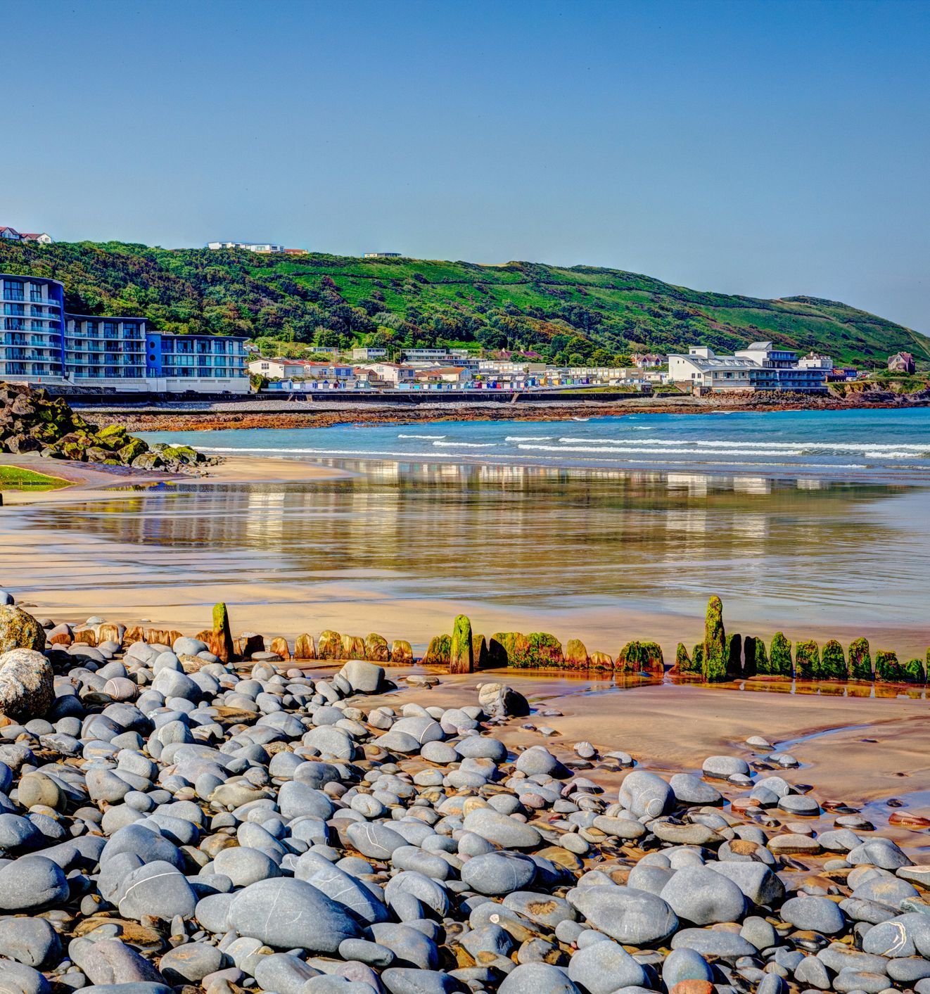 Westward Ho! in north devon with a huge stone filled beach