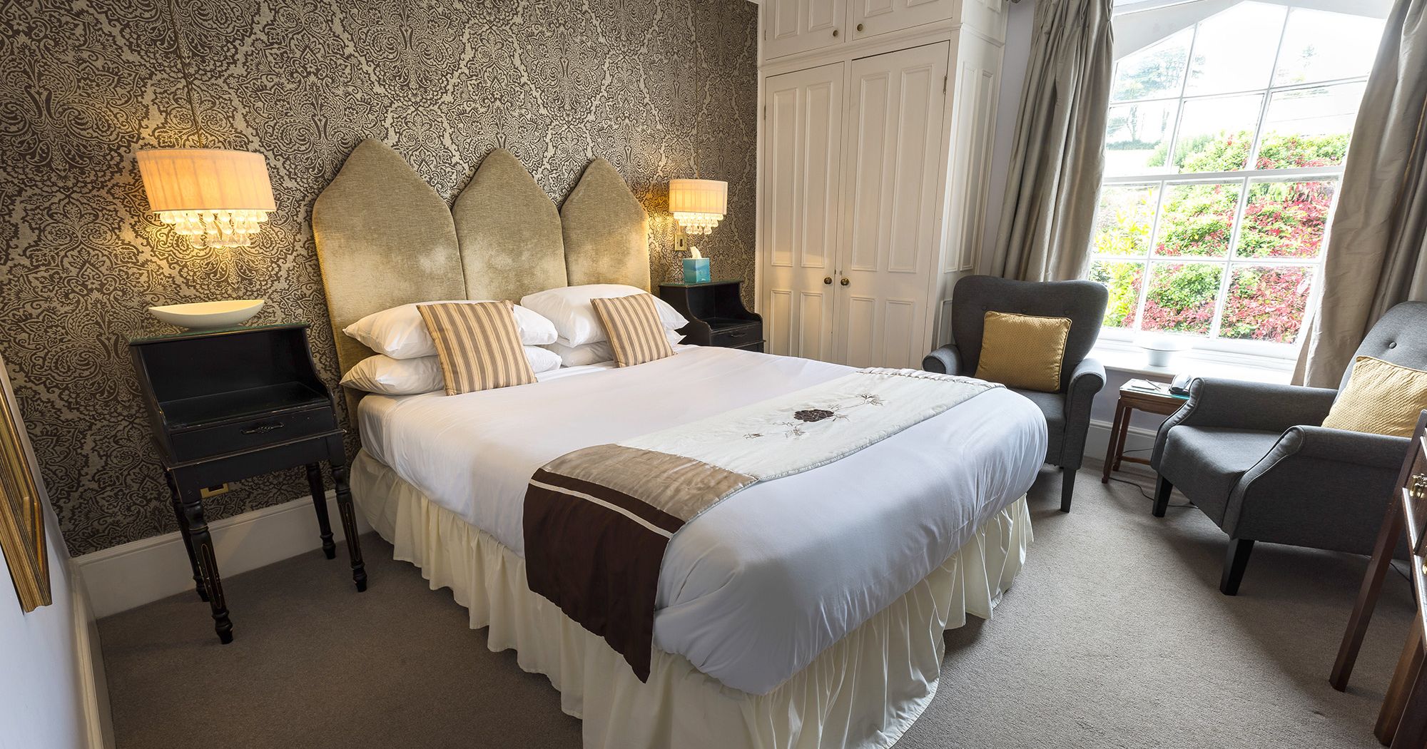 hotel bedroom with gothic touches