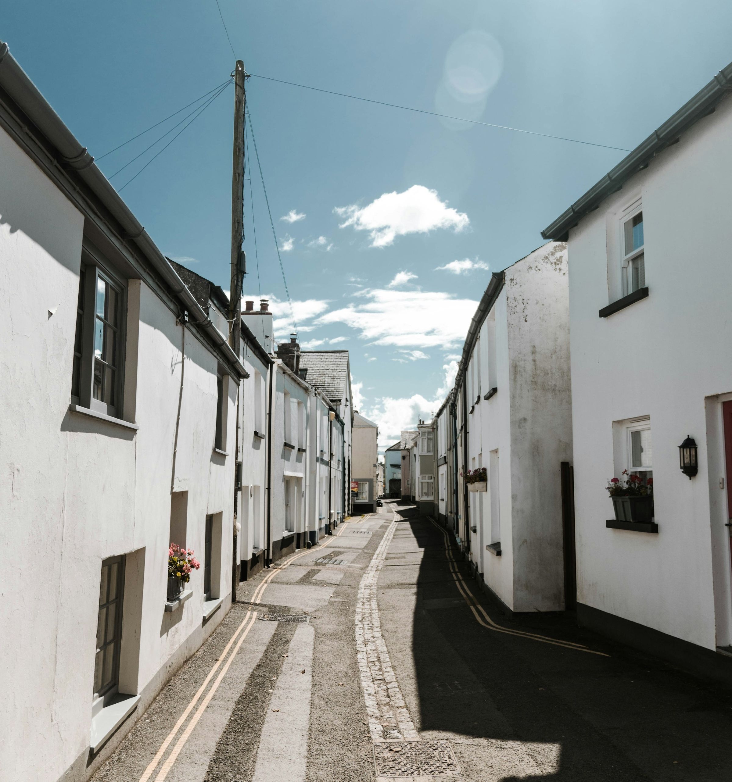 small village on a sunny day on a quiet street