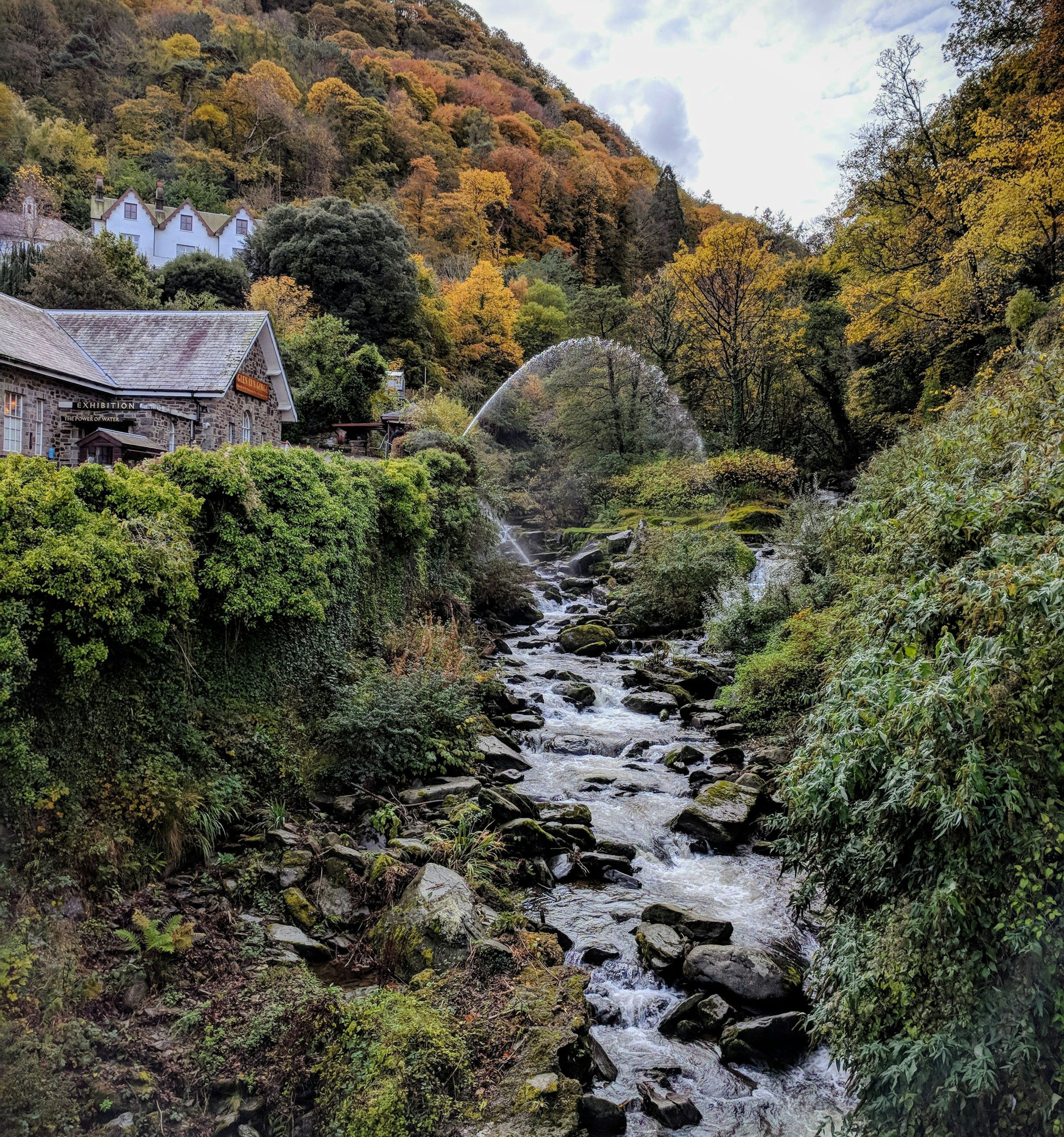 a small river in the middle of the country side in autumn
