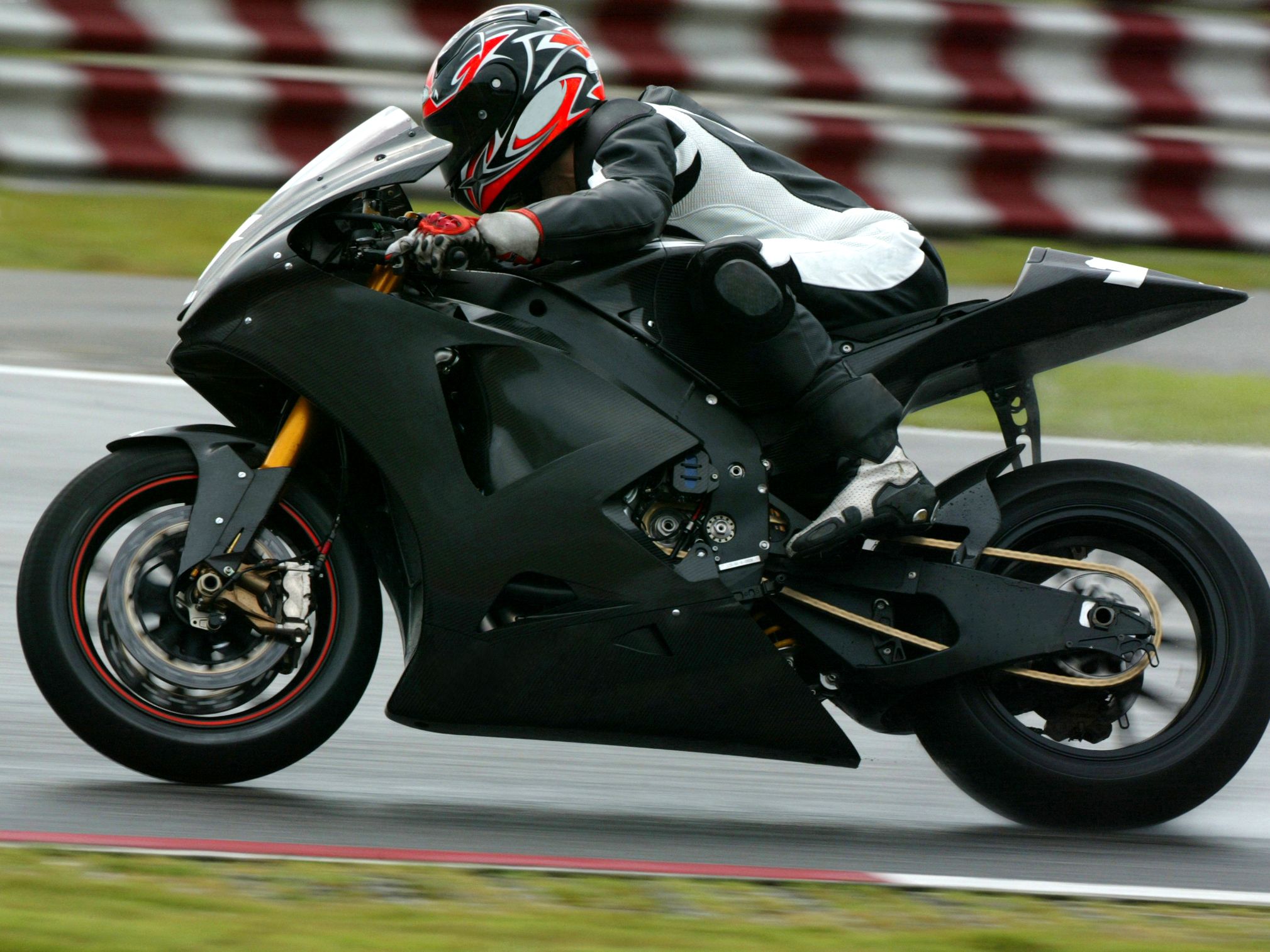 Motorbike going around the track
