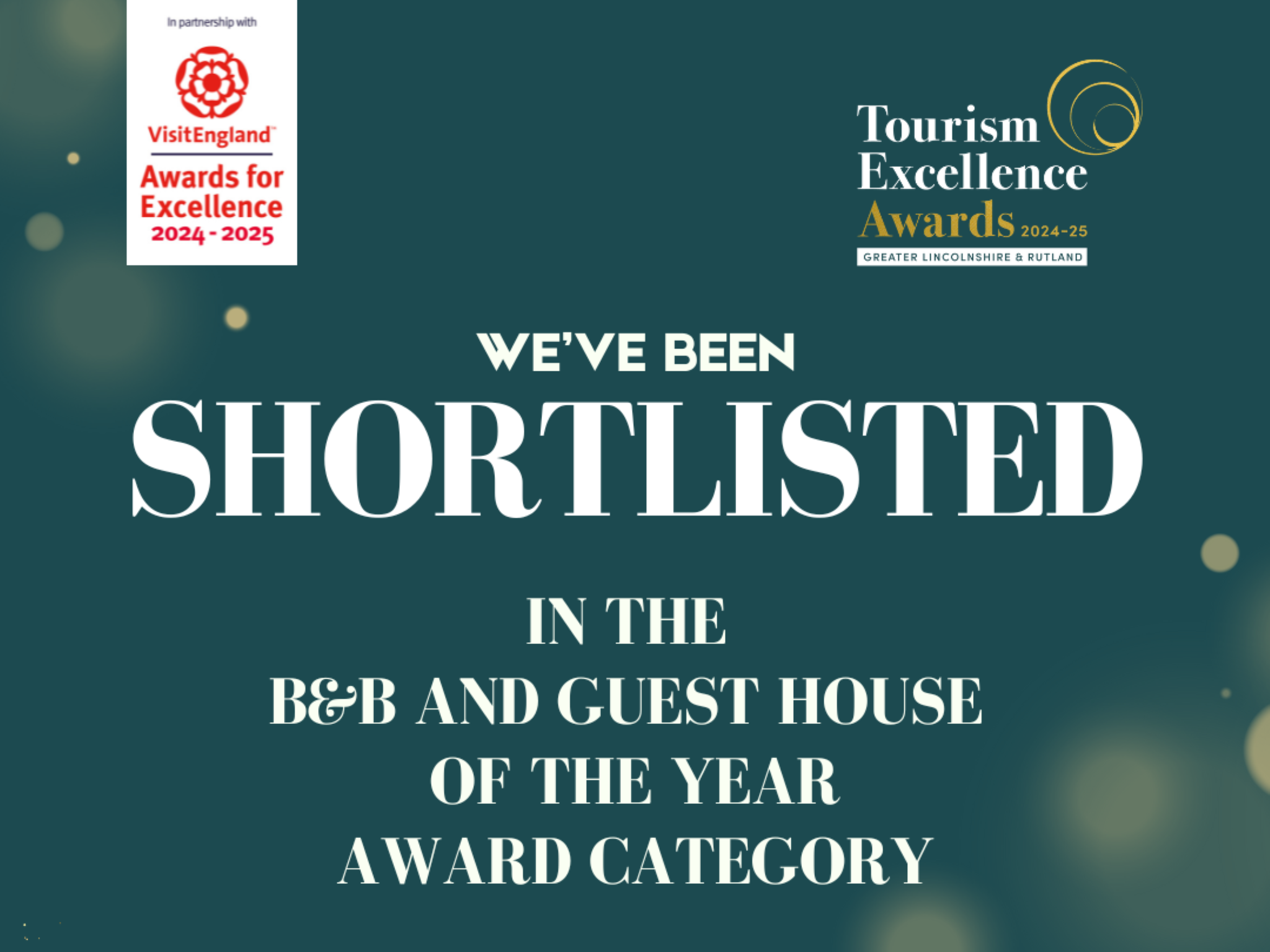The Old Posthouse B&B is shorlisted in the Tourism Excellence Awards 2025 in the B&B and Guest House of the Year category for Lincolnshire and Rutland