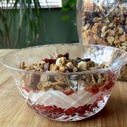 Breakfast Trifle - Homemade fruit Compote, Greek style yoghurt, homemade granola and runny honey