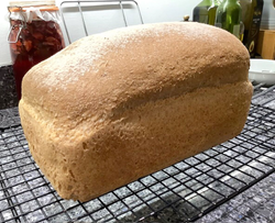 Loaf of bread on a rack