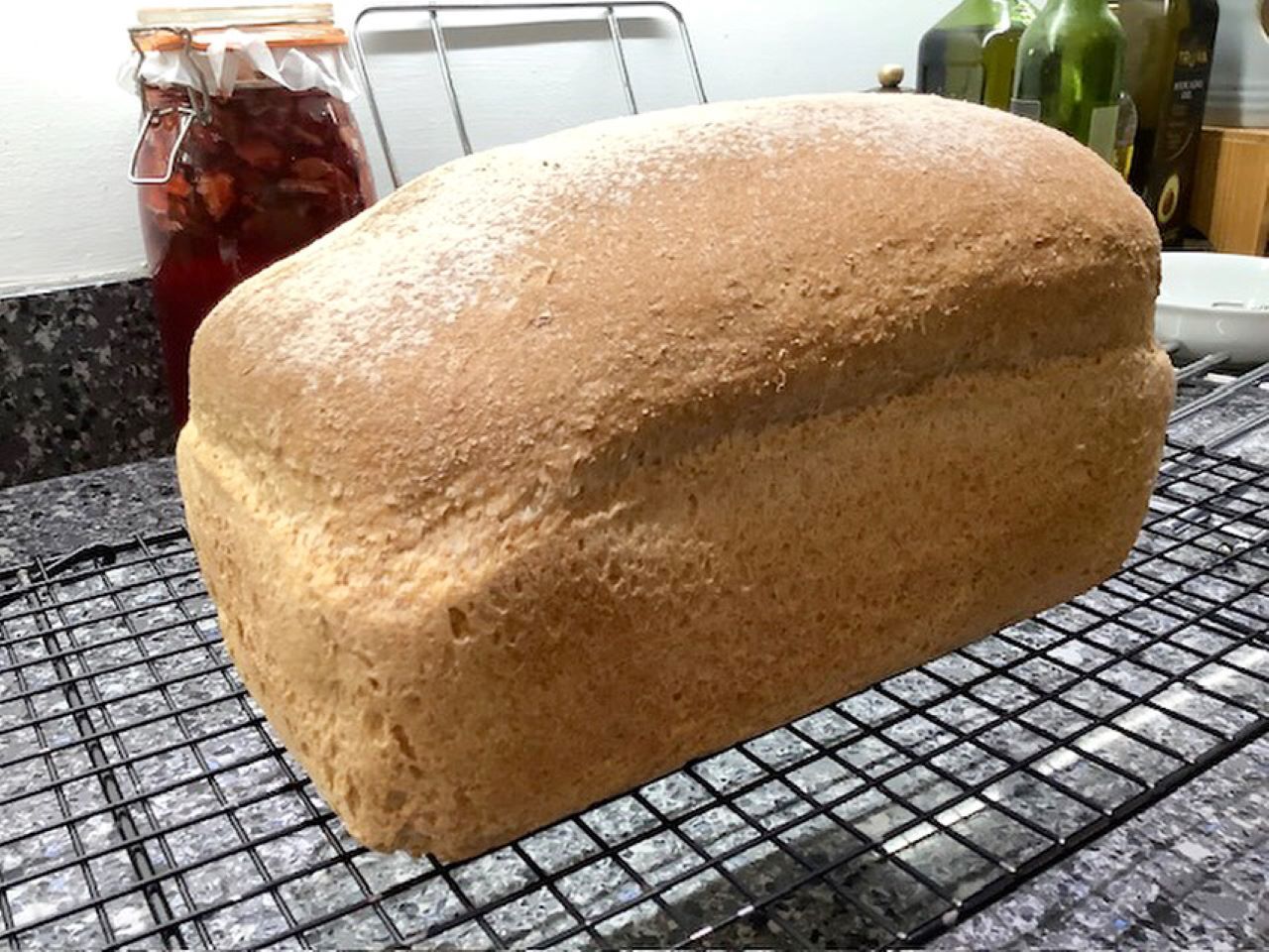 Loaf of bread on a rack