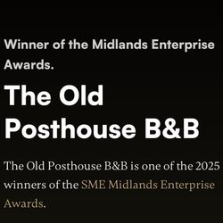 SME News The Old Posthouse B&B winner of the Midlands Enterprise Awards 2025