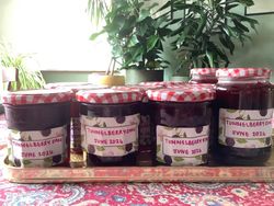 Jars of homemade Tummelberry Jam