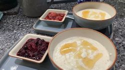 porridge, Lincolnshire runny honey and homemade fruit compote