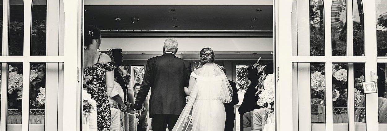 A bride walking down the aisle.
