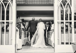 A bride walking down the aisle.