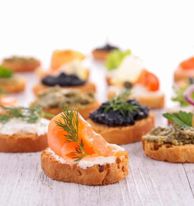 A selection of canapes.