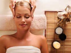 Women getting a head massage