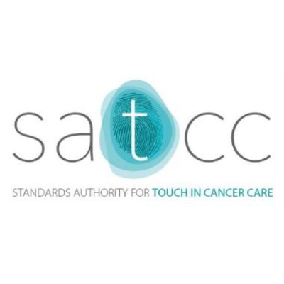 Standards Authority for Touch in Cancer Care (SATCC) logo with teal fingerprint and cross