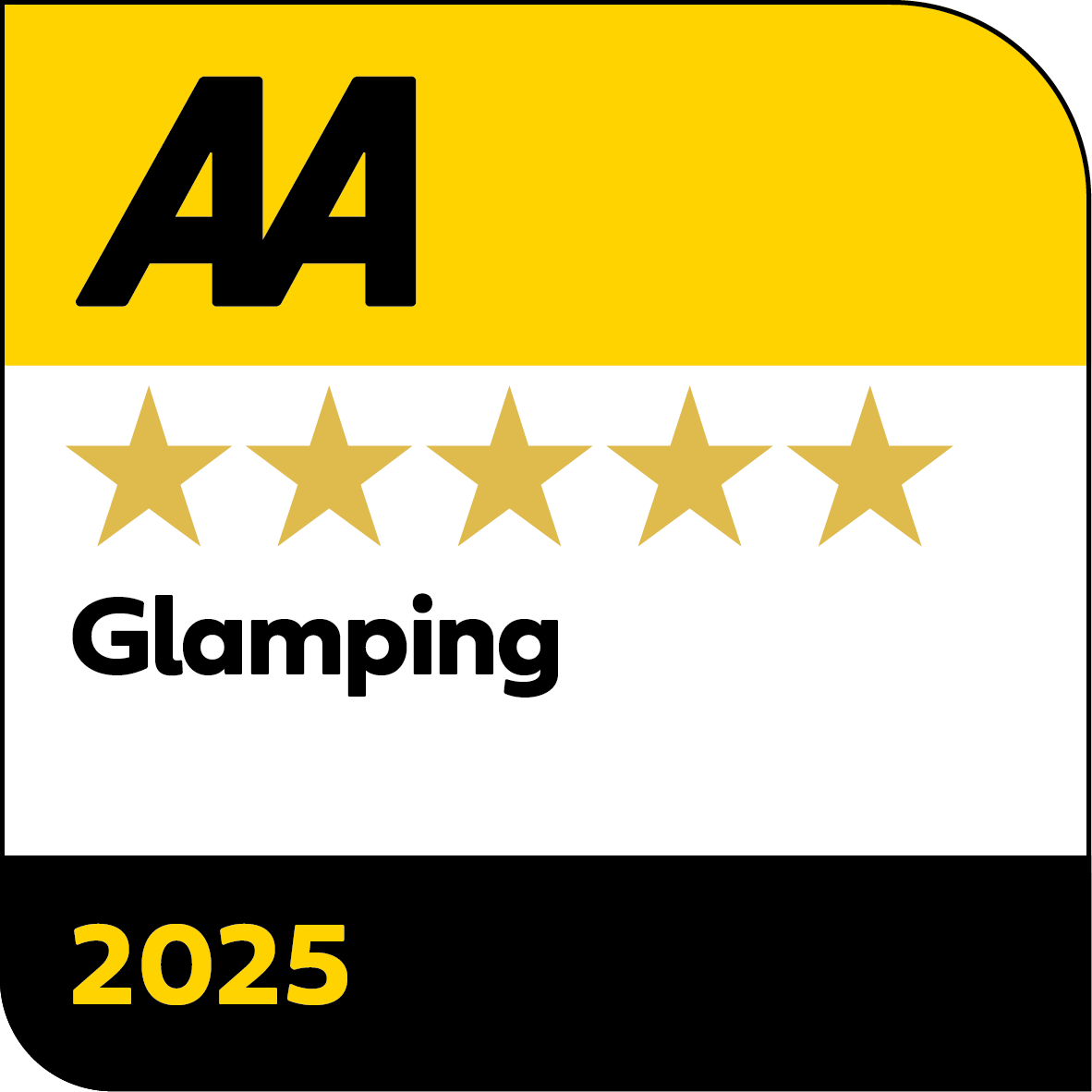 AA Glamping 2025 five-star award badge