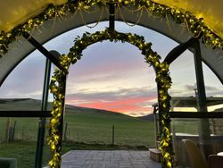 Hen Party set up lights around door