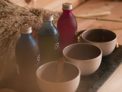 Products on counter in spa treatment room