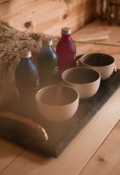 Products on counter in spa treatment room