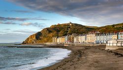 Colourful terraced houses along the seafront of Aberystwyth