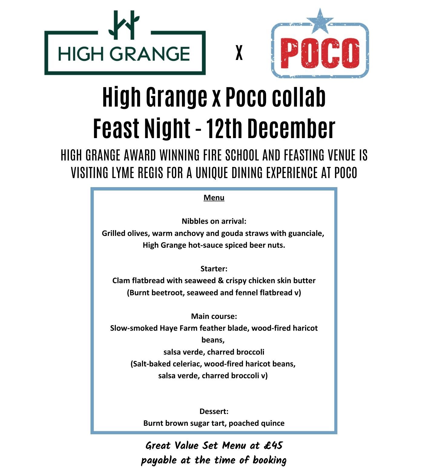 High Grange Menu