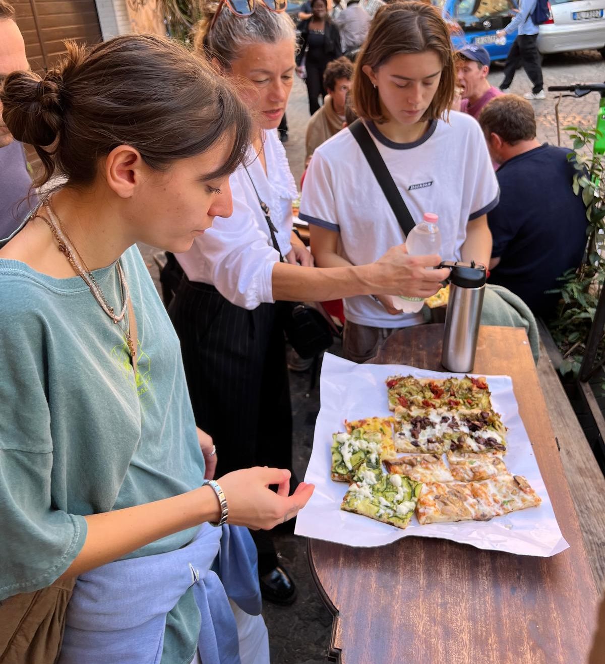 Pizza al taglio slices on a tray in Rome