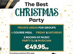 Riverside Hotel Christmas party advertisement with festive decorations and event details