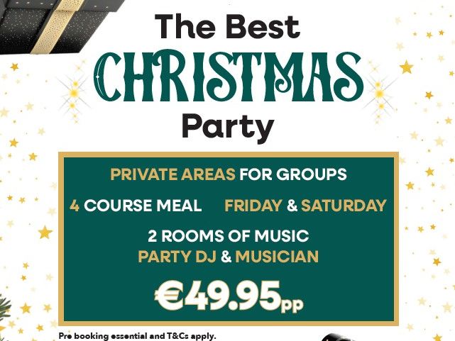 Riverside Hotel Christmas party advertisement with festive decorations and event details