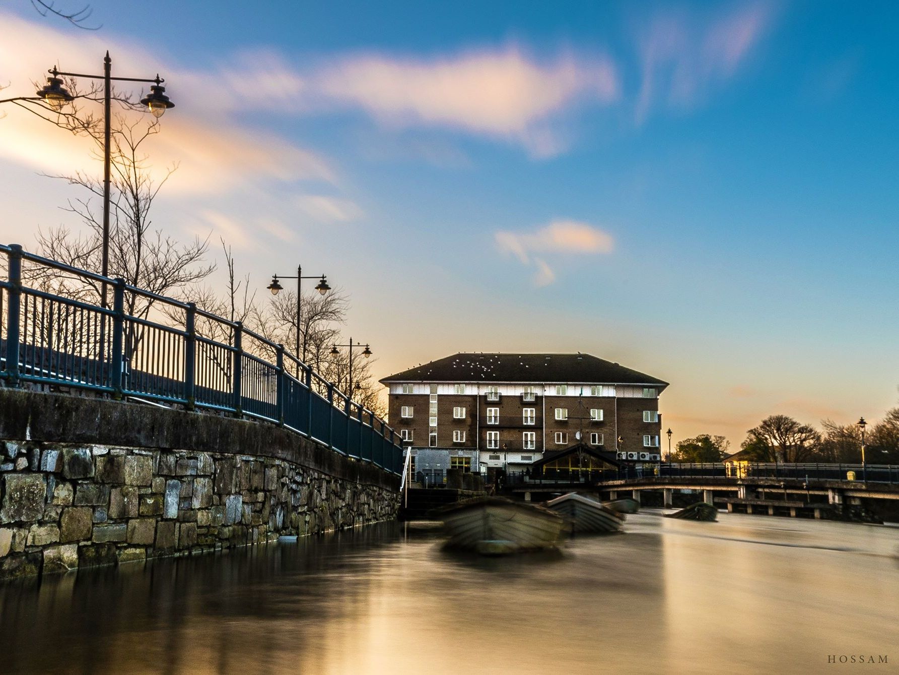Riverside Sligo Hotel at sunset