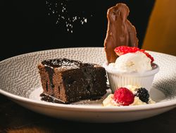 Chocolate brownie and ice cream