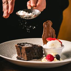 Chocolate brownie and ice cream