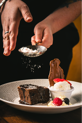 Chocolate brownie and ice cream