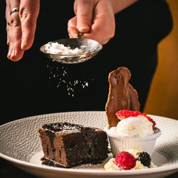 Chocolate brownie and ice cream