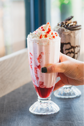 Strawberry and chocolate milkshakes