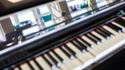 Piano with bar reflection