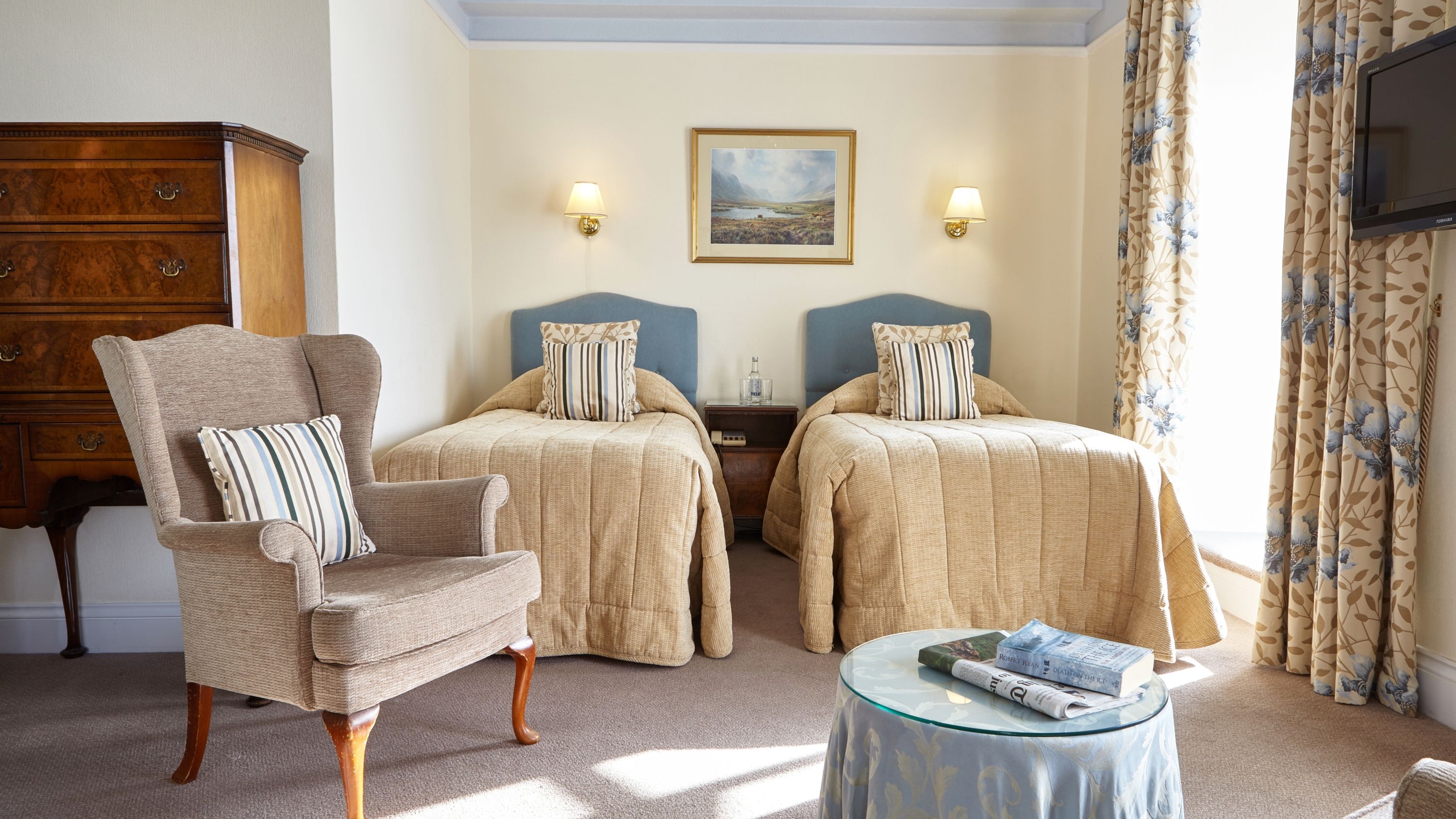 Blue and Cream twin single room