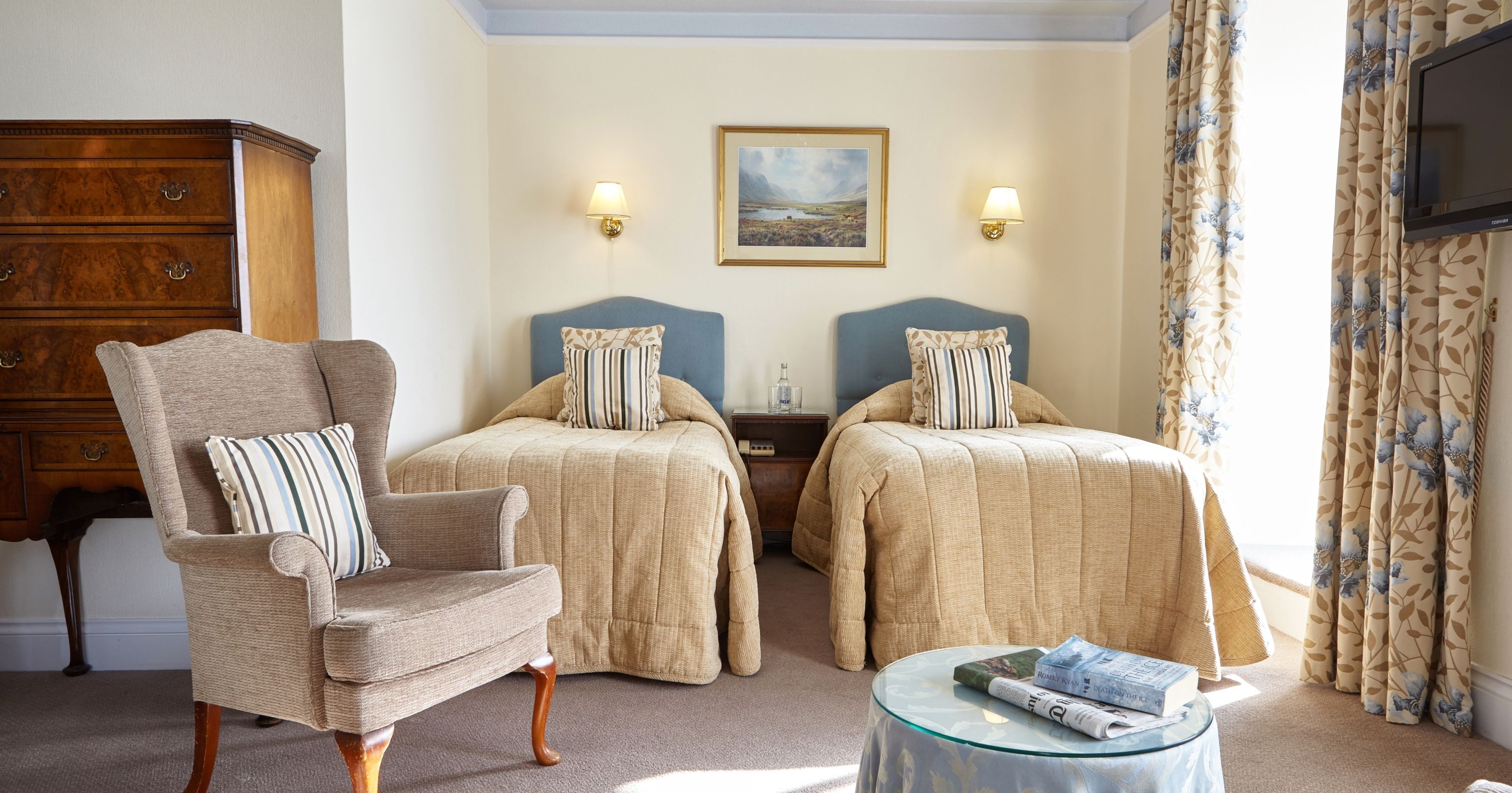 Blue and Cream twin single room