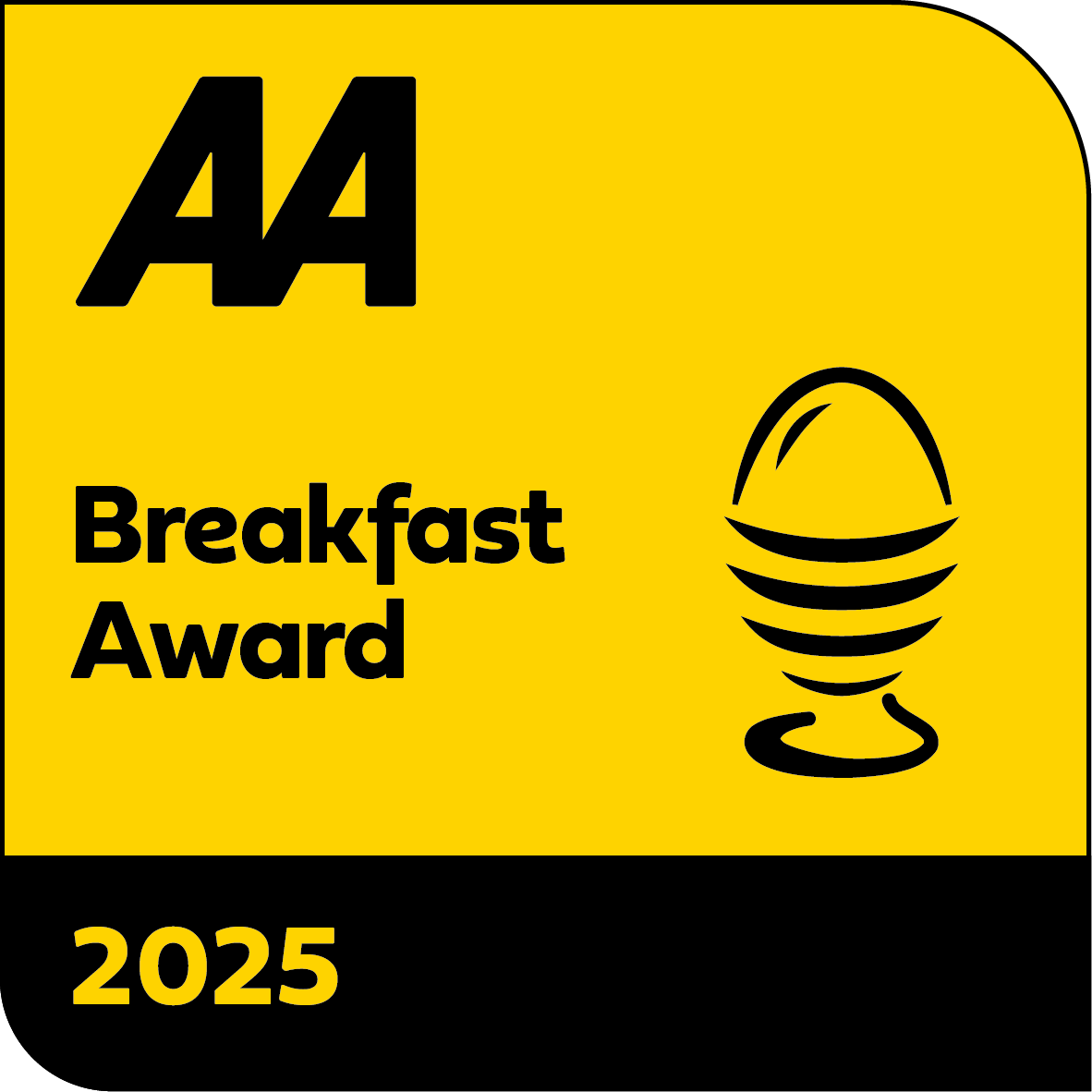 AA Breakfast Award 2025 badge with a stylized egg in an egg cup