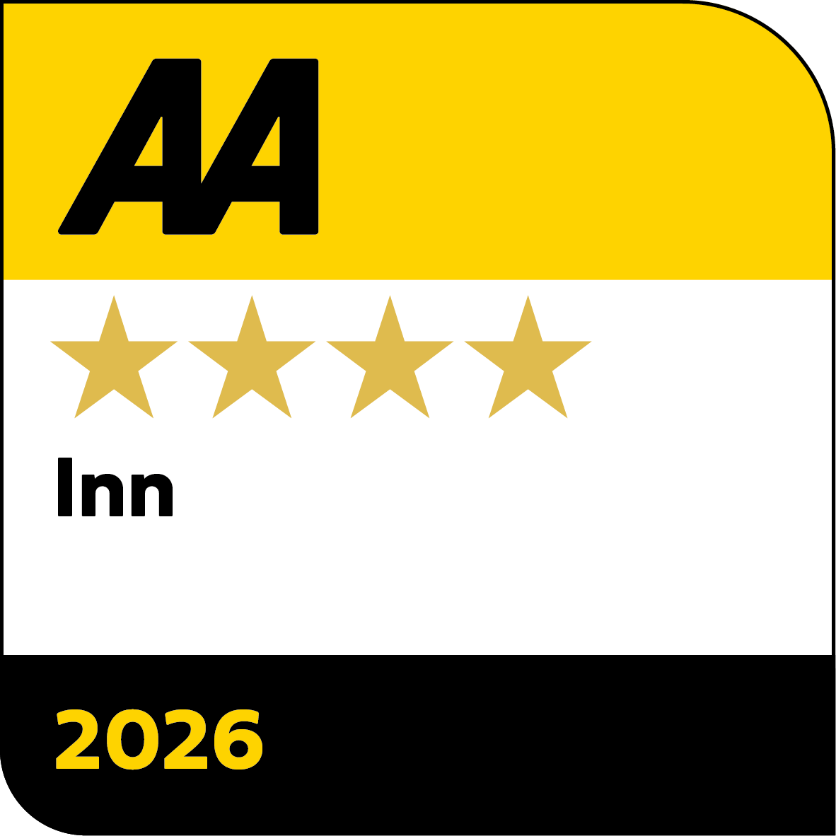 AA 4-star inn gold award badge for 2026