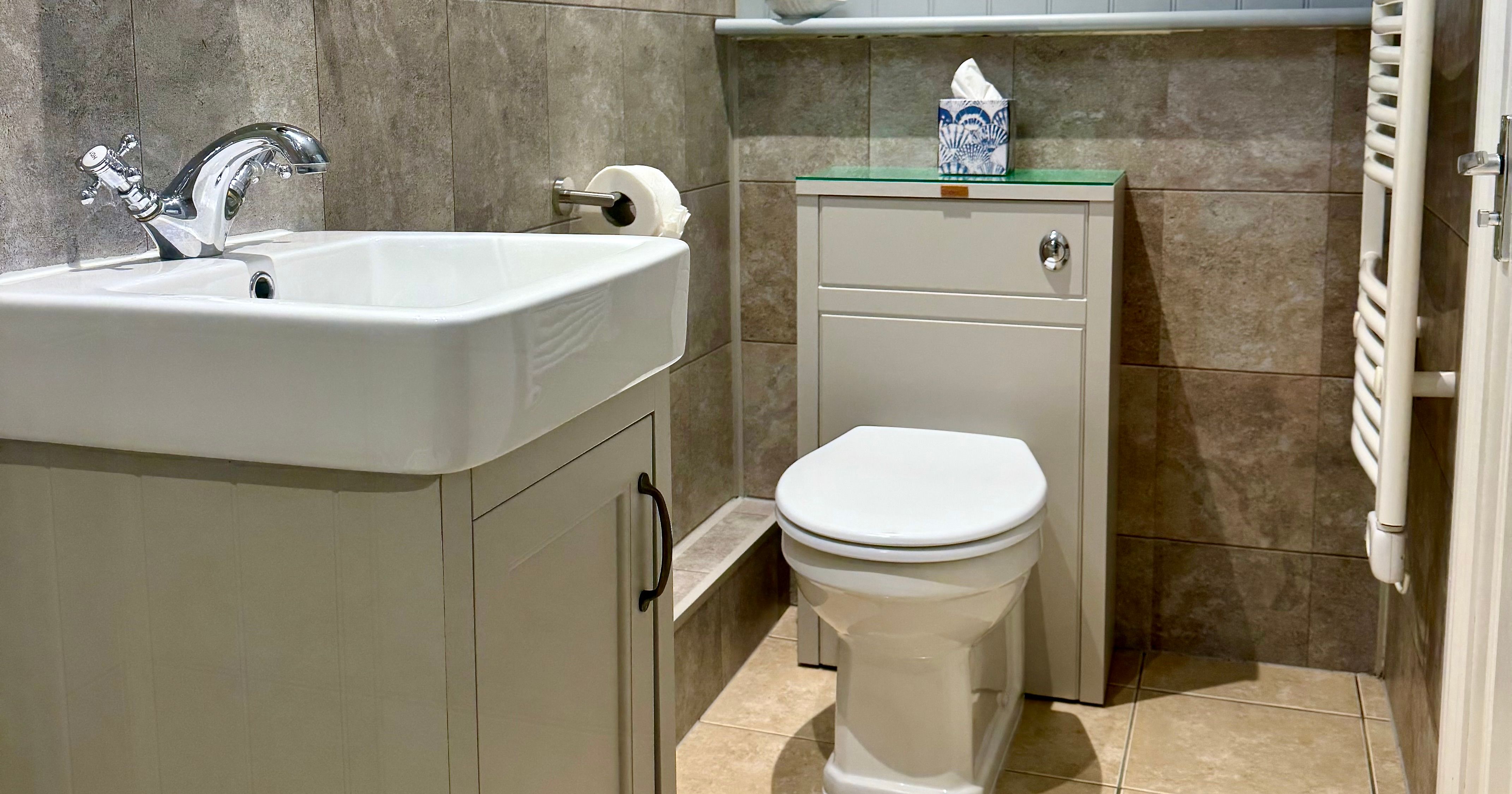 Modern bathroom with sink and toilet