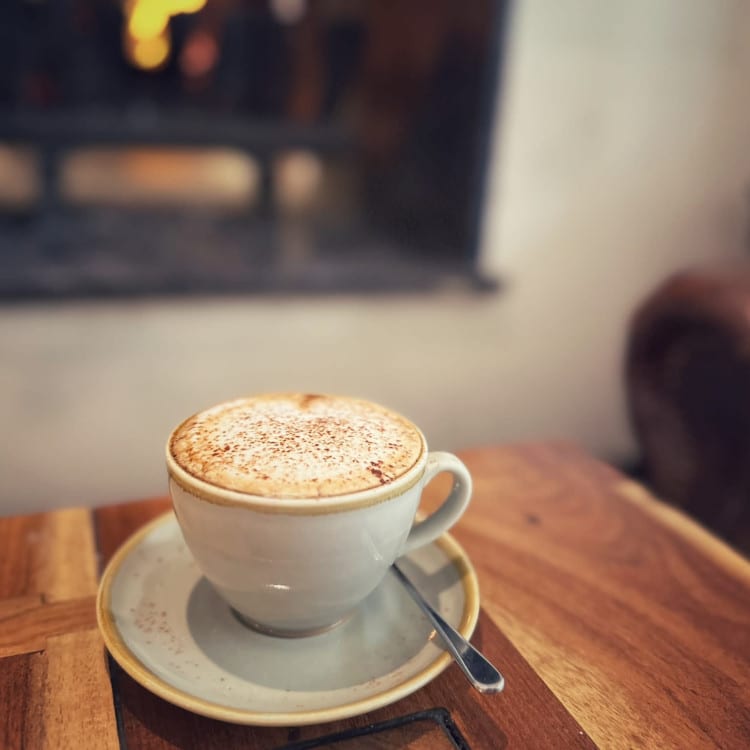 Coffee in front of the fire