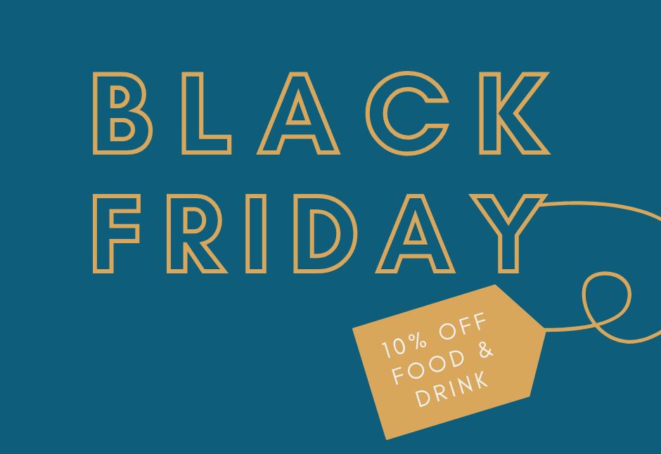 Black Friday promotion with 10% off food and drink tag